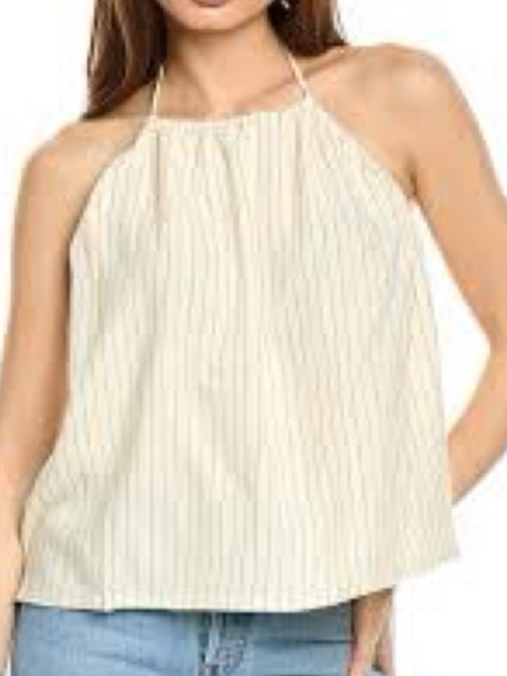 WeWoreWhat Striped Beige Halter Top NWT